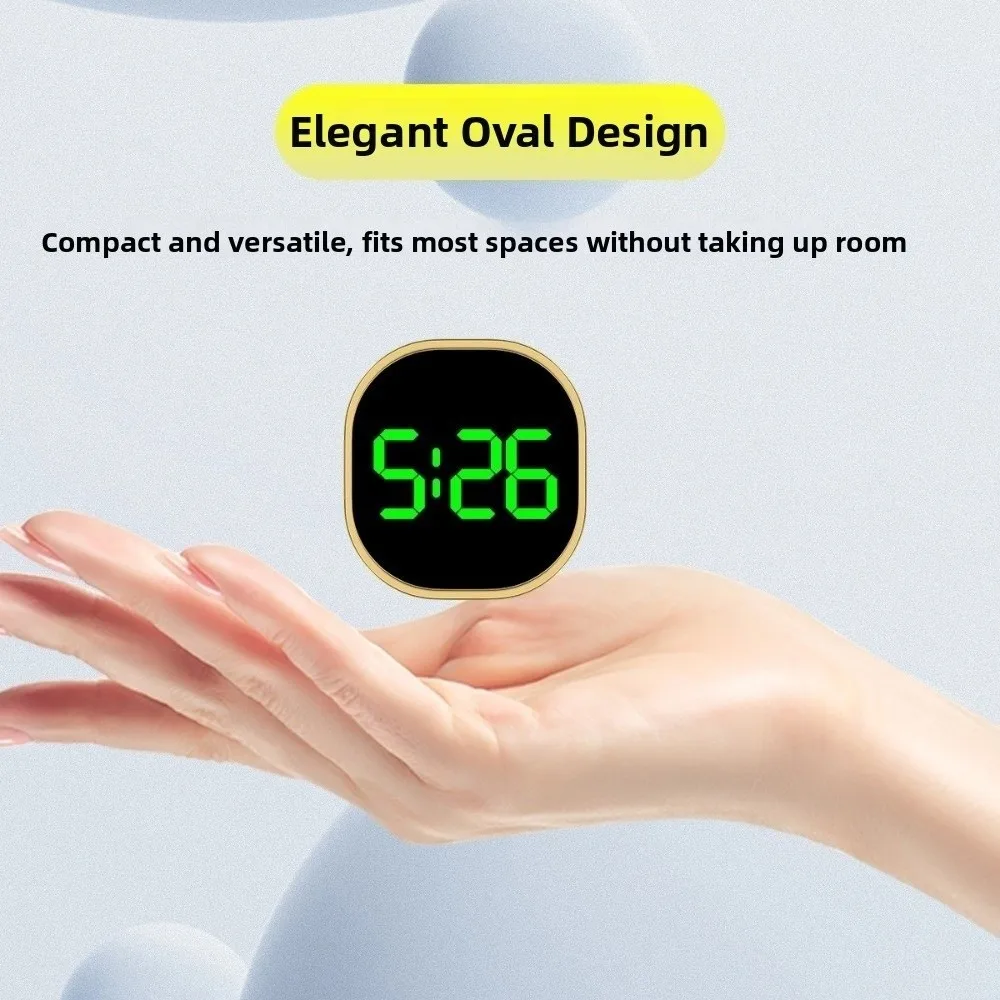 Multi-purpose Touch-Activated Car Dashboard Clock LED Time Display Alloy Digital Clock Mini Simple Stick-On Clock Car Dashboard