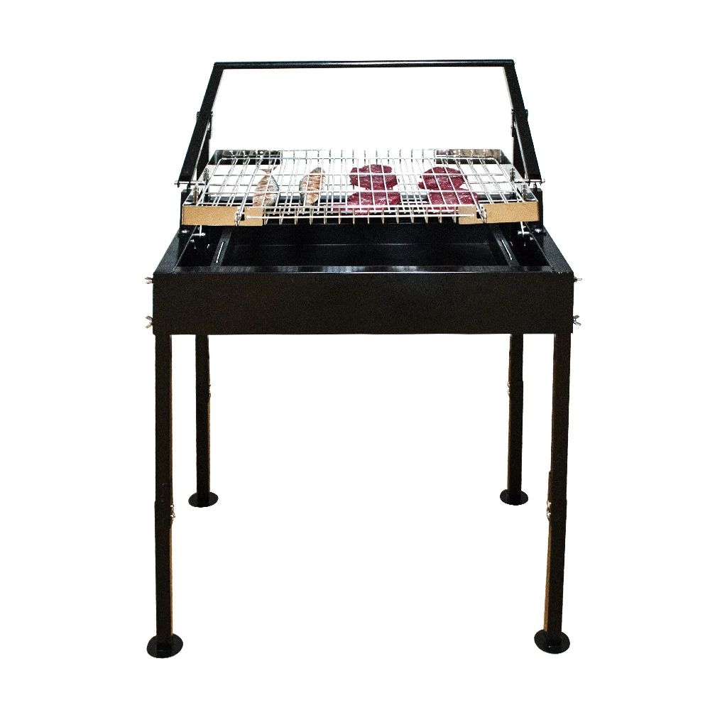 Factory Custom Stainless Steel BBQ Camping Grills Turning Rota Smoker Grill Rotisseri Motor Charcoal Trolley Outdoor Kitchen Bbq