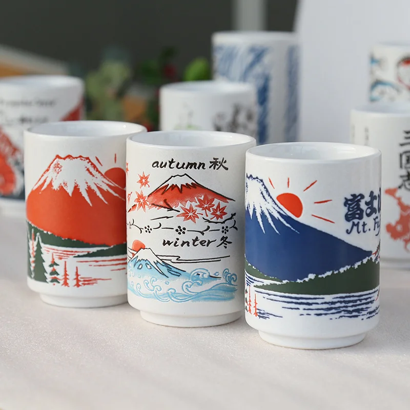 300ml Japanese Style Impression Ceramic Mugs Tea Wine Sushi Sake Cup Funny Family Restaurant Decoration Travel Gift For Friends