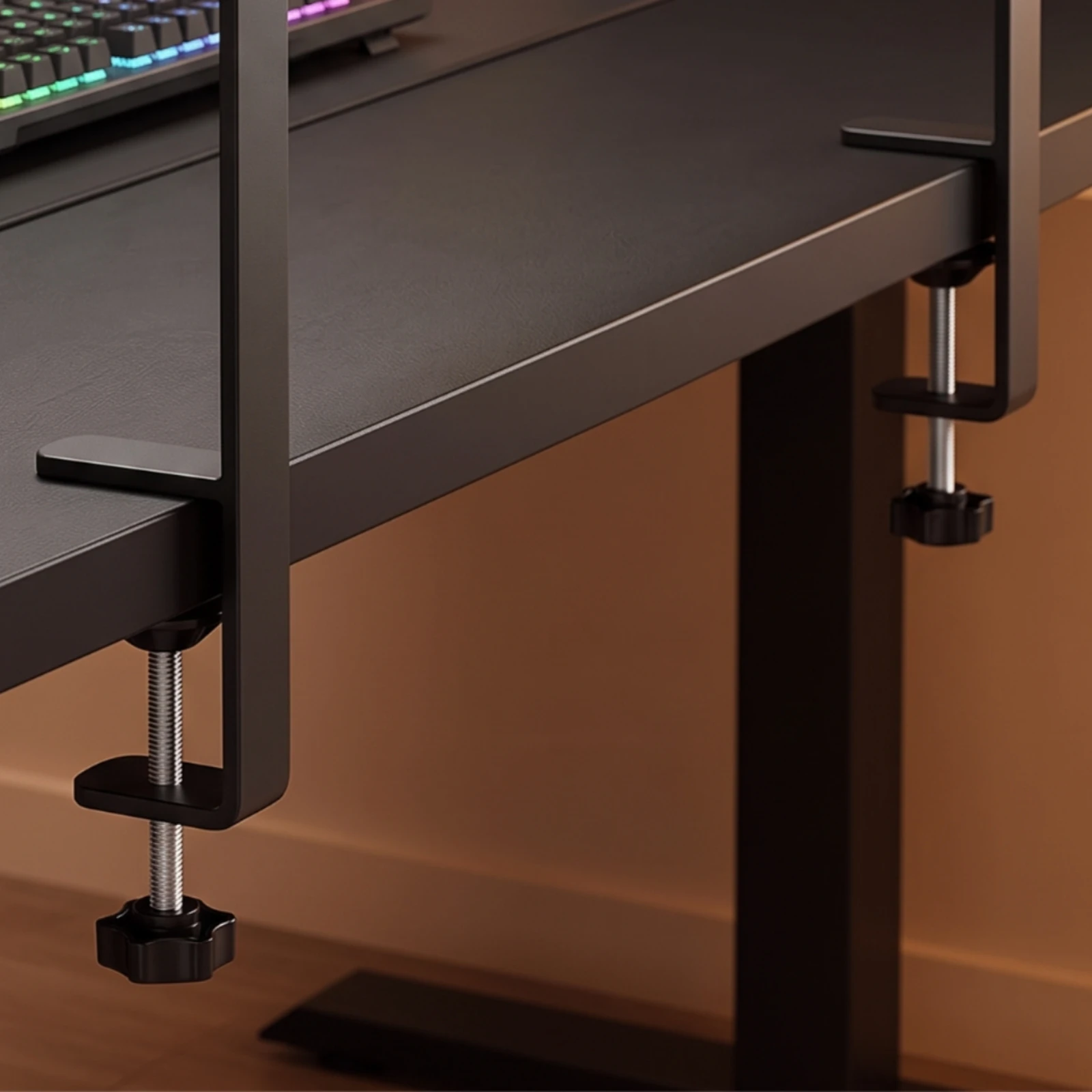 2 Pieces Desk Clamp Bracket Heavy Duty Mounting Bracket with Clamp Table Mount Space-Saving Sturdy for Telecommuting Workers