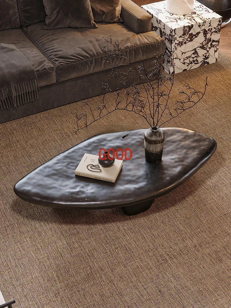 Mid-Ancient Silent Style Pebble Coffee Table Small Apartment Minimalist Living Room Designer Special-Shaped Table