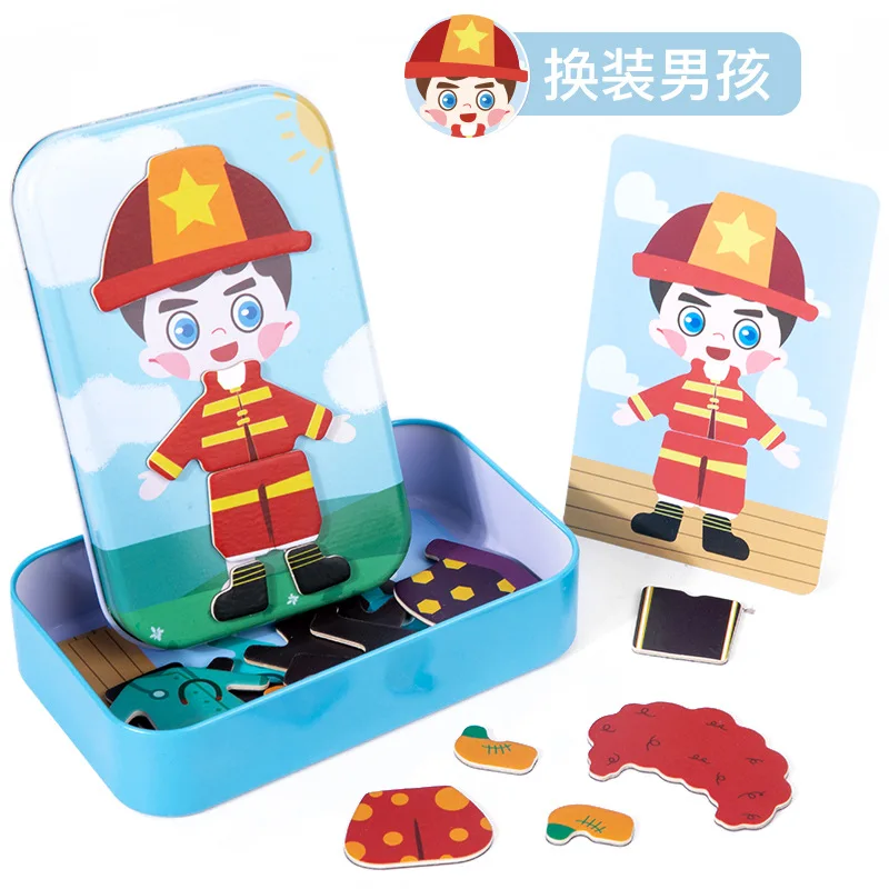 مجموعة لعب التظاهر المغناطيسية للفتيات، لعبة تلبيس الخيال ولعبة للأولاد والبنات لعبة مونتيسوري مع علبة حديدية #5