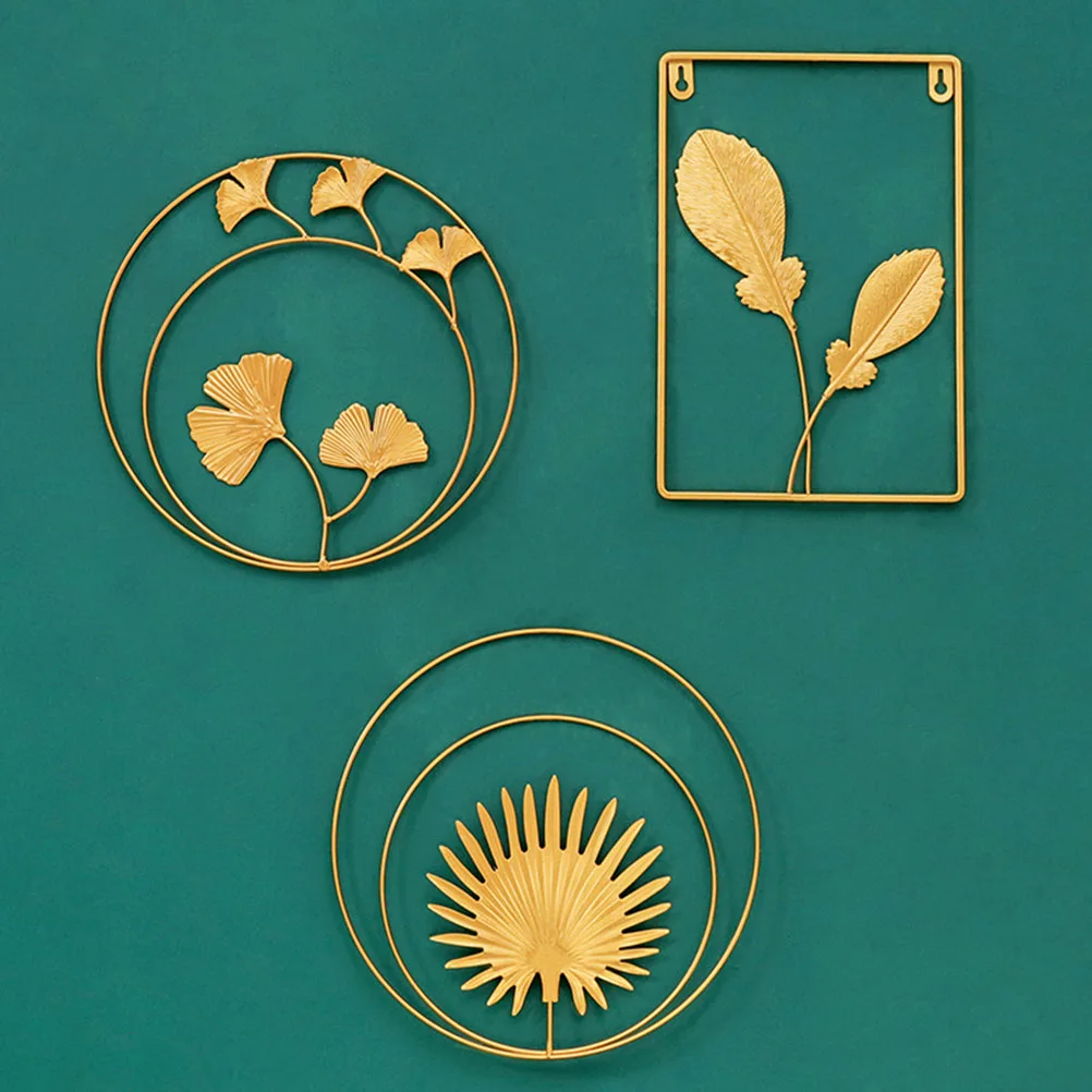 

Wall Decoration Round Ornament Iron Art Leaf Decorations Creative Chic Home Accessories Golden Hanging Ornaments