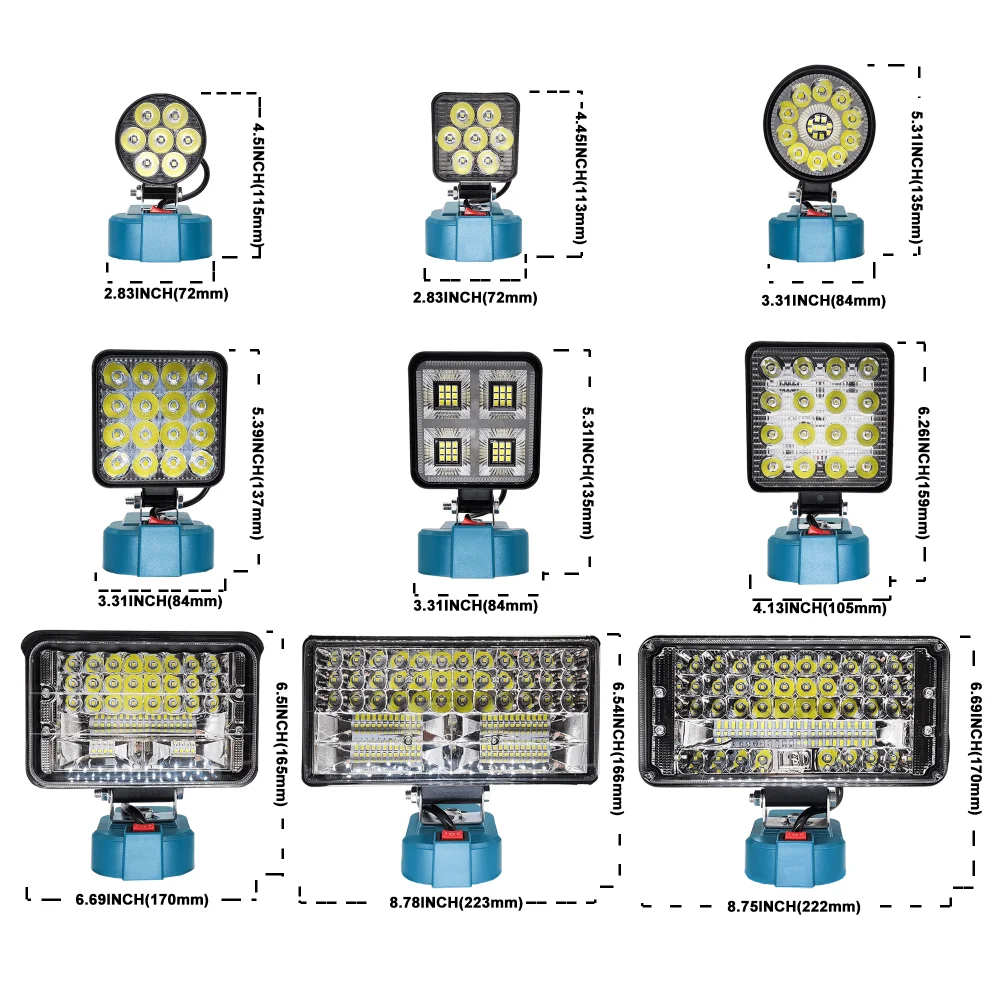 PATUOPRO Cordless LED Work Light Camping Lamp Portable Spotlight Lantern Flood Flashlight For Makita 18V Battery(No Battery)