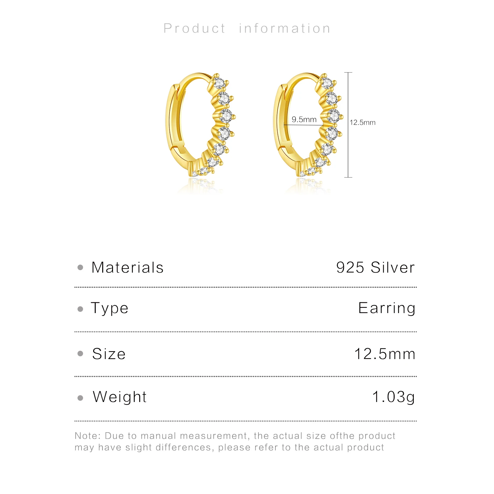 ANDYWEN 925 Sterling Silver 9.5mm Pendiente Crystal CZ Hoops Rainbow Luxury Women Huggies Circle Round Black Earring Jewelry