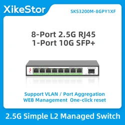 2.5g Switch 100/1000/2500Mbps RJ45 8 Ports 10Gbps SFP+ Slot Simple L2 Managed Network Switch plug and play Hub Internet Splitter