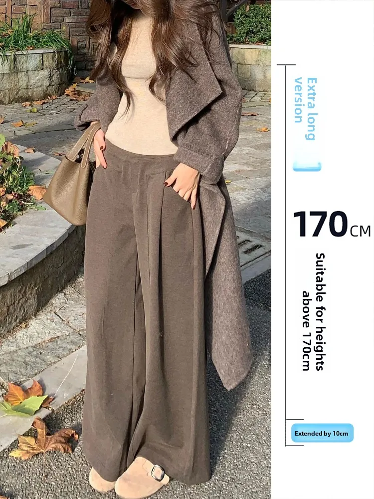 

High Waist Drapey Wide Leg Suit Pants for Taller Women Casual Comfortable Straight Cut Spring Autumn Season Faion Sle