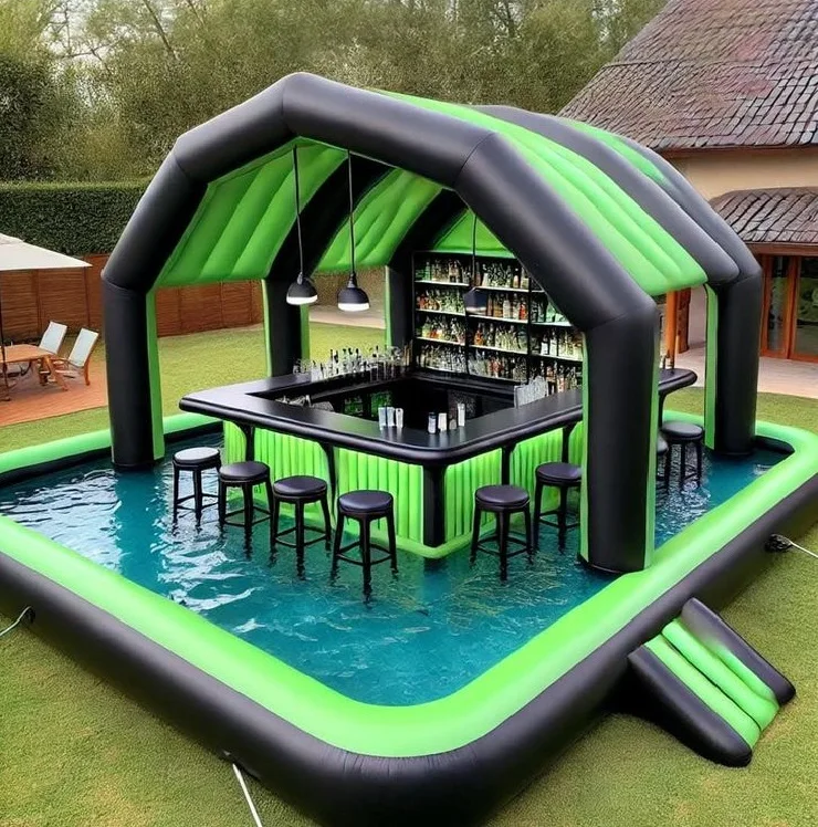 Inflatable Pool Bar, Unisex Plastic Swimming Pool, Inflatable Bars, 3-Year Warranty, Includes Pump, Perfect for Pool Parties