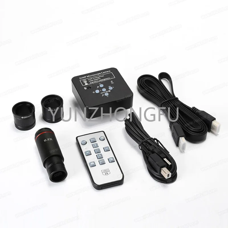 2K 21MP 1080P 60FPS Electronic Industrial Microscope Camera USB + 0.5X C-Mount Adapter + USB Cable + Remote Control