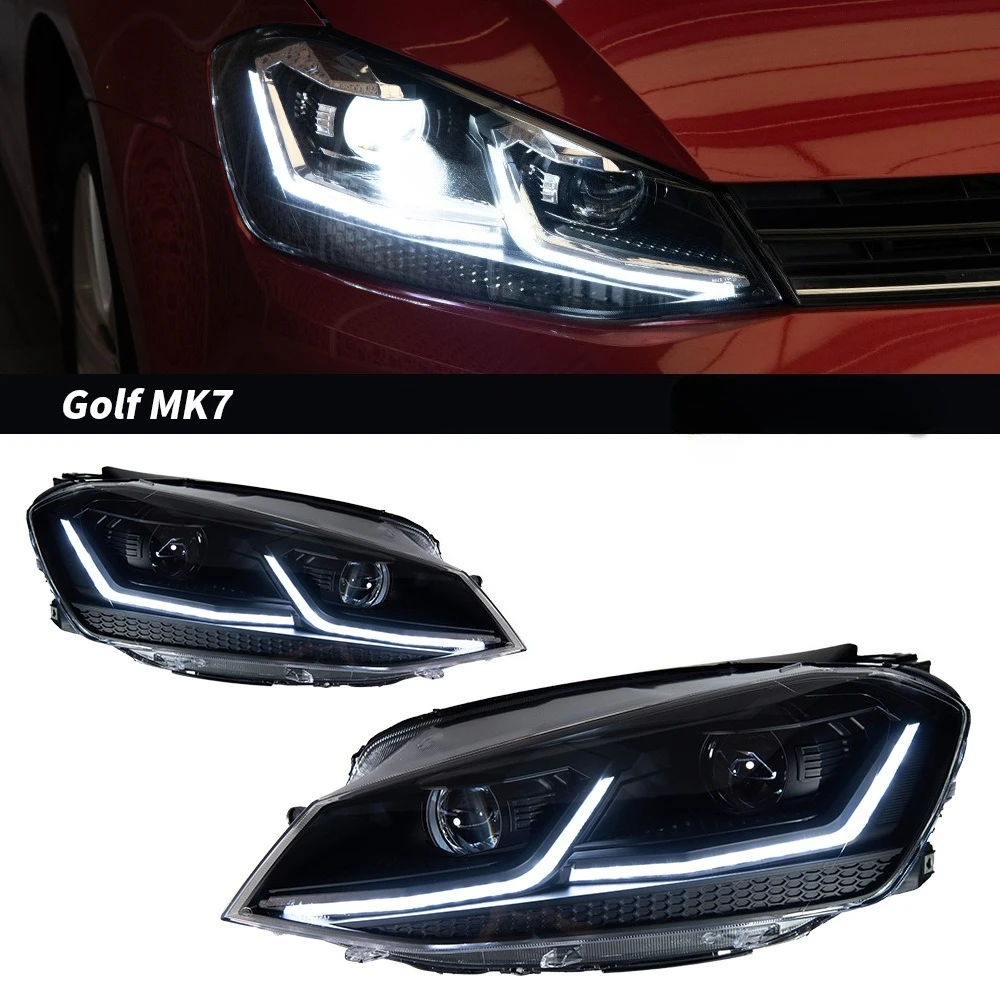 Car Front Lamps For Volkswagen Golf MK7 TSI TDI 2013-2017 With LED Flowing Shifts Direction Headlights Dynamic Assembly BodyKit