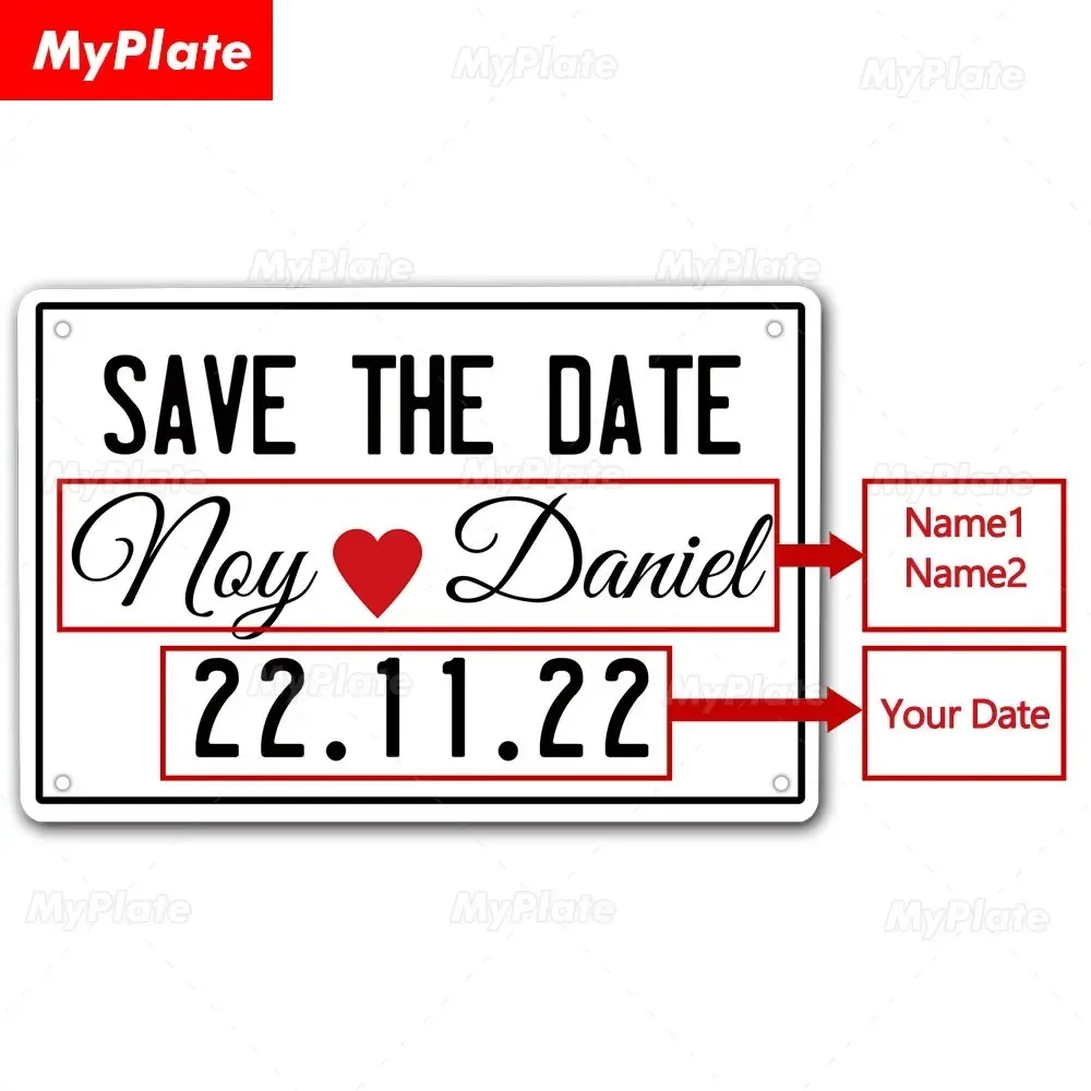 Custom Save The Date Wedding Metal Sign Personalized Anniversary Home Wall Decor Gift