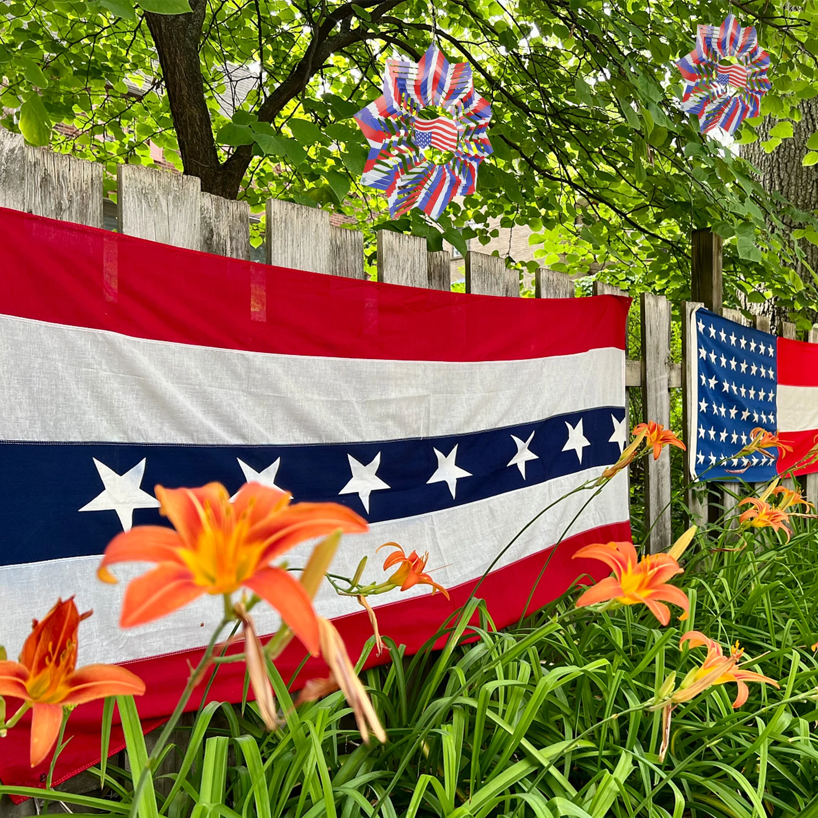 

American Flag Wind Chime Patriotic Garden Decoration Bell Outdoor Hanging Stainless Steel Decorations Chimes Decorative