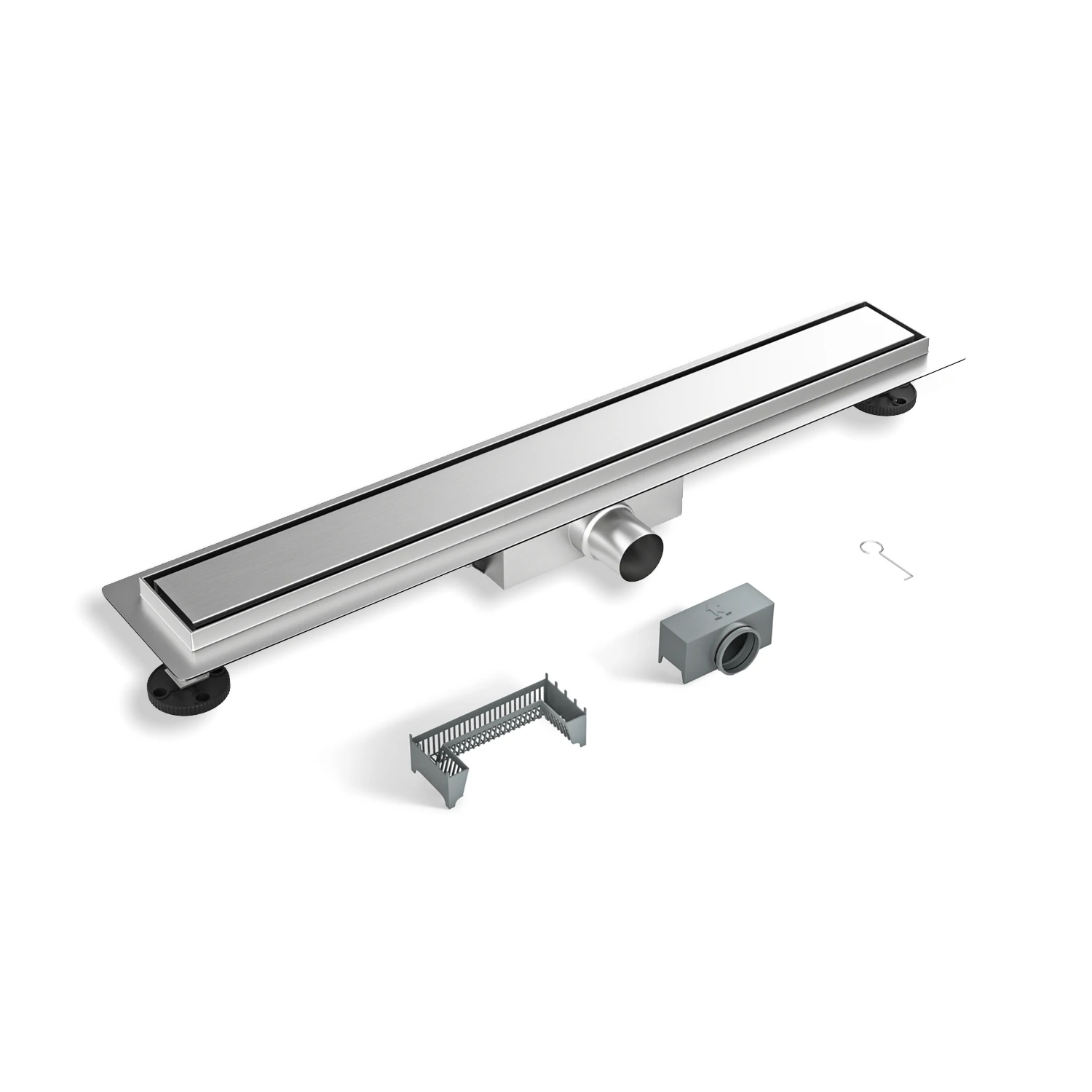 Multifunctional 304 Stainless Steel Modern Linear Shower Drain with Drain Cover Tile Insert Long Floor Drain Water Seal Siphon