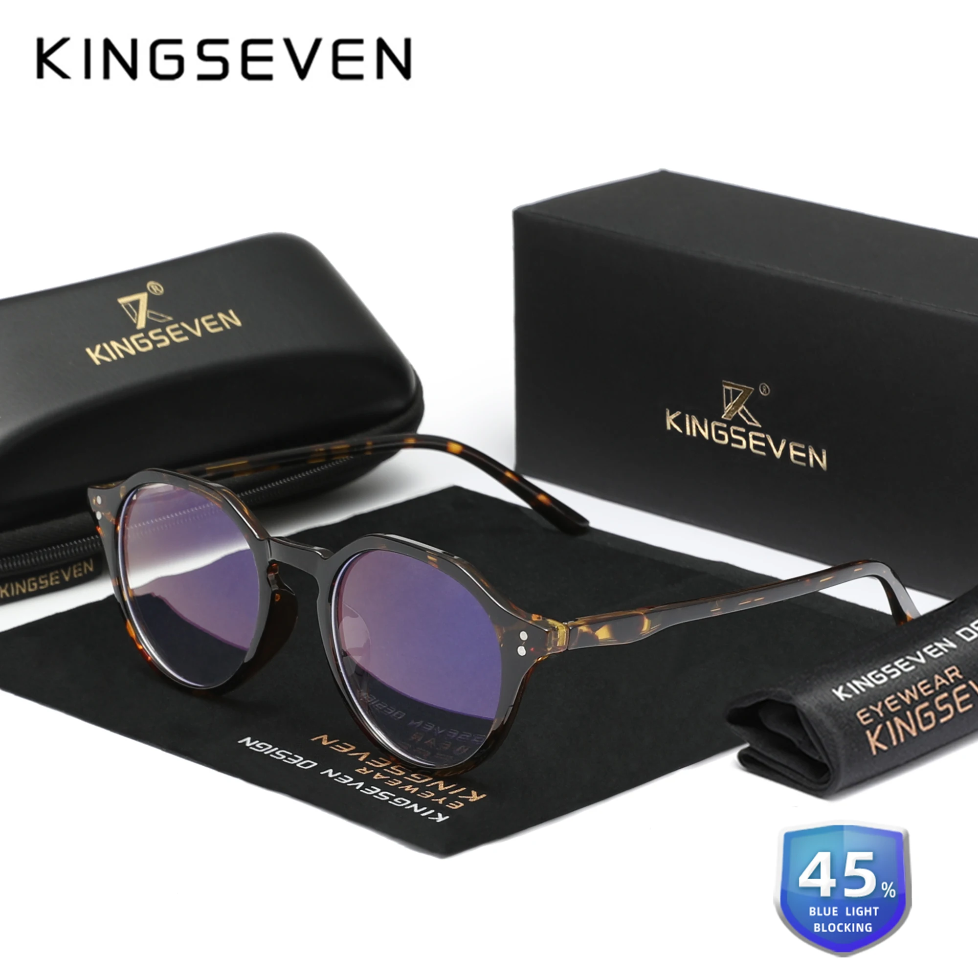 KINGSEVEN Runde Anti Blaues Licht Gläser Frauen Männer Klare Transparente Brillen Computer Brille Oculos
