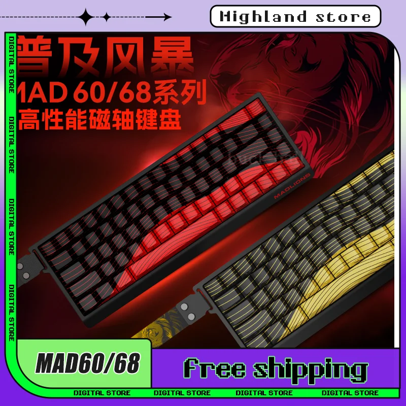 MADCATZ MAD 60/68HE/R Magnetic Switch Keyboard Wired Gaming Keyboard Hot Swap Customize Rapid Trigger Keyboard Gamer Accessories