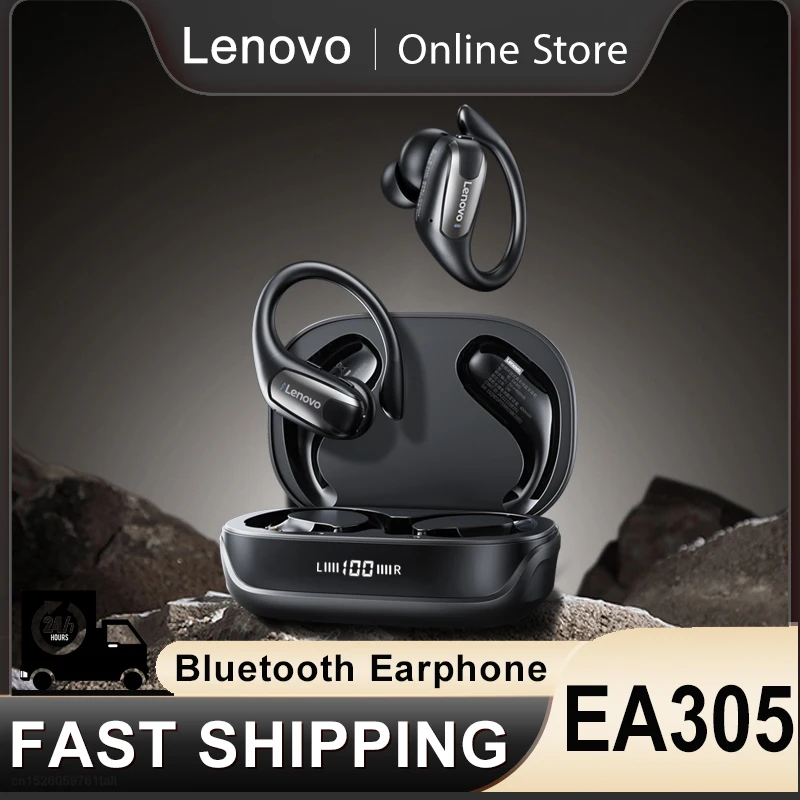 Lenovo-auriculares inalámbricos EA305 con Bluetooth 5,4, cascos abiertos con reducción de ruido, resistentes al agua, para música y deportes
