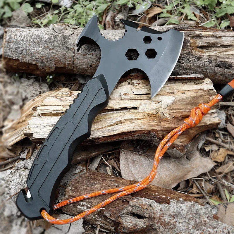 Outdoor Portable Multifunctional Camping Tactical Axe Self-defense Emergency Hammer Survival Whistle Fire Tool