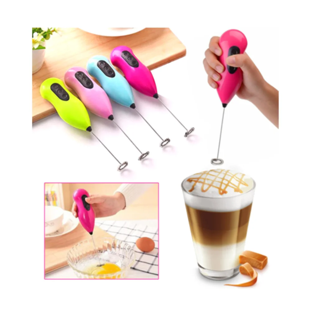 Milk Frother Mixer Coffee Stirrer Hongkin Mini Cappuccino Beater with Battery Steel Tip Egg Sauce Creamer Hand Foamer Machine Red Green Blue Orange Pink Chocolate Portable Blender Kitchen Tool Fast Delivery