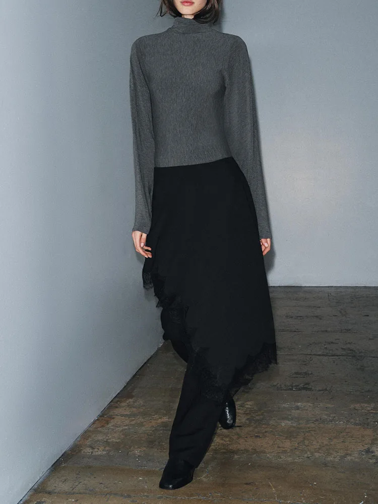 Winter 2025, neues Damen-Faja-Schlankheits-vielseitiges, asymmetrisches Spitzen-Ethno-Bühnenkostüm mit mittlerer Taille und Premium-Qualität