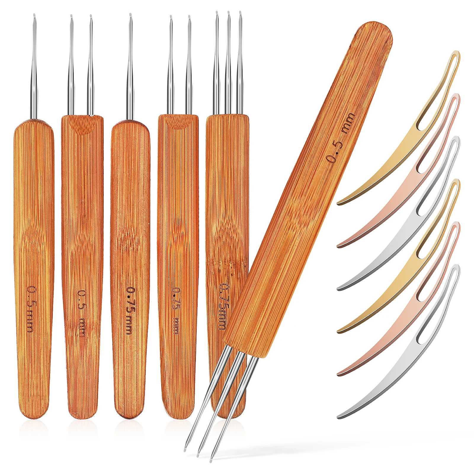 

12 Pieces Dreadlock Crochet Hooks Kit 0 5 Set 0 75 Set Metal Hair Needle Tools Sturdy Smooth Ergonomic Long Life Safe H