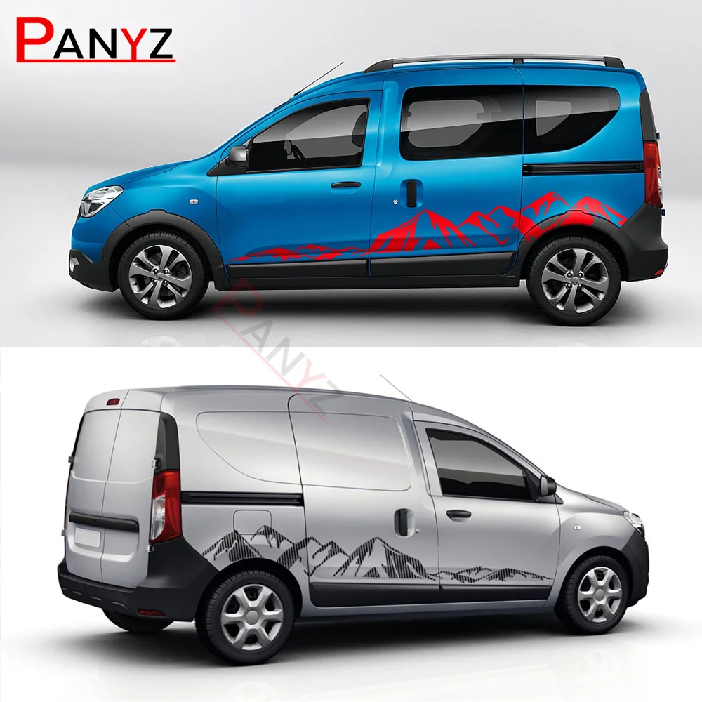 2Pcs/Lot Car Stickers For Renault Dacia Dokker Camper Van DIY Side Door Stripes Graphics Vinyl Decals Tuning Accessories