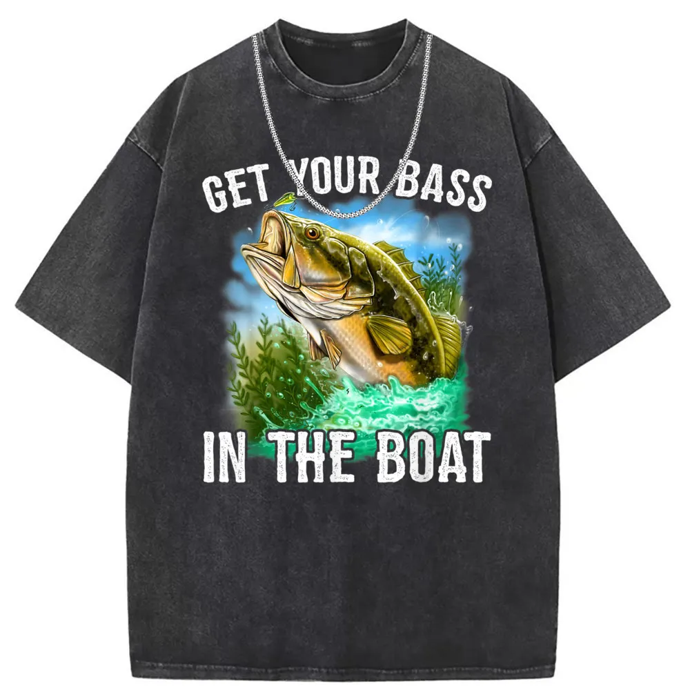 Latest Get Your Bass In The Boat Men Vintage T-shirts Oversized Sweatshirts Man Long Sleeve Fall Classic Cotton Retro Clothing