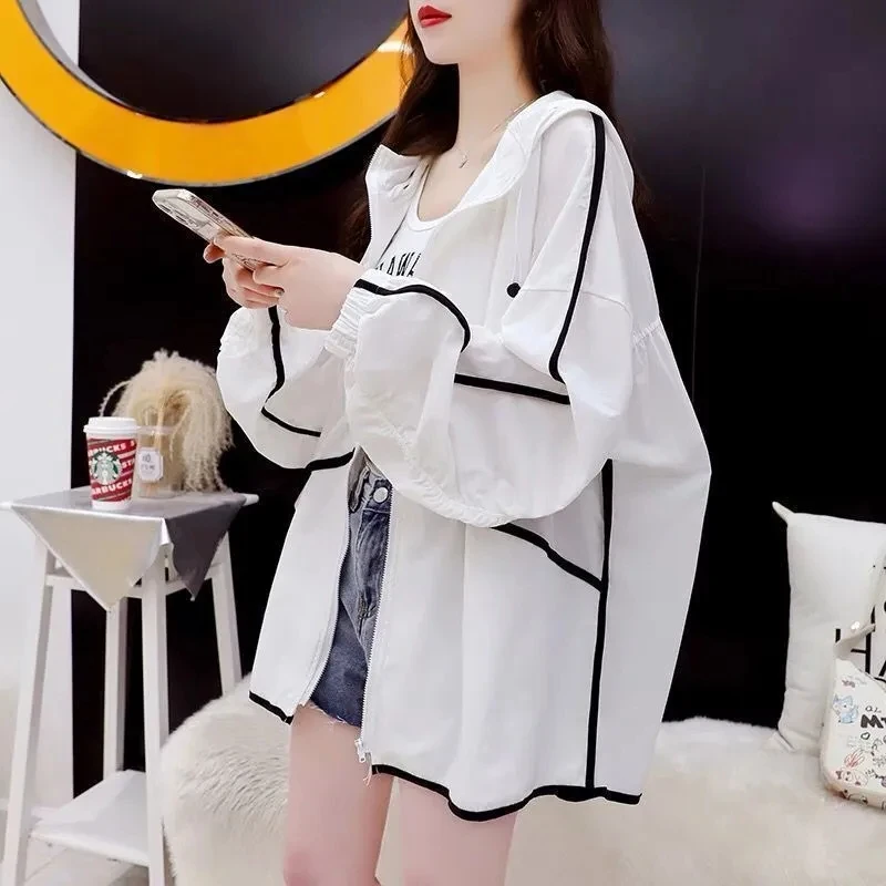 Breathable Women Sunscreen Hoodie Fashion Long-sleeved Thin Thin Jacket Outdoor Sports UV Protection Shirt Women