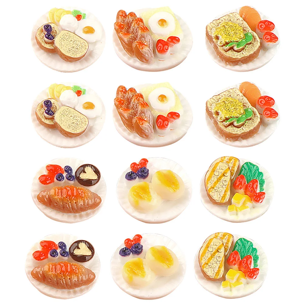 

12pcs Miniature Dessert Models House Food Snack Models Photo Props Mixed Style Miniature Food Miniature Snack Toy