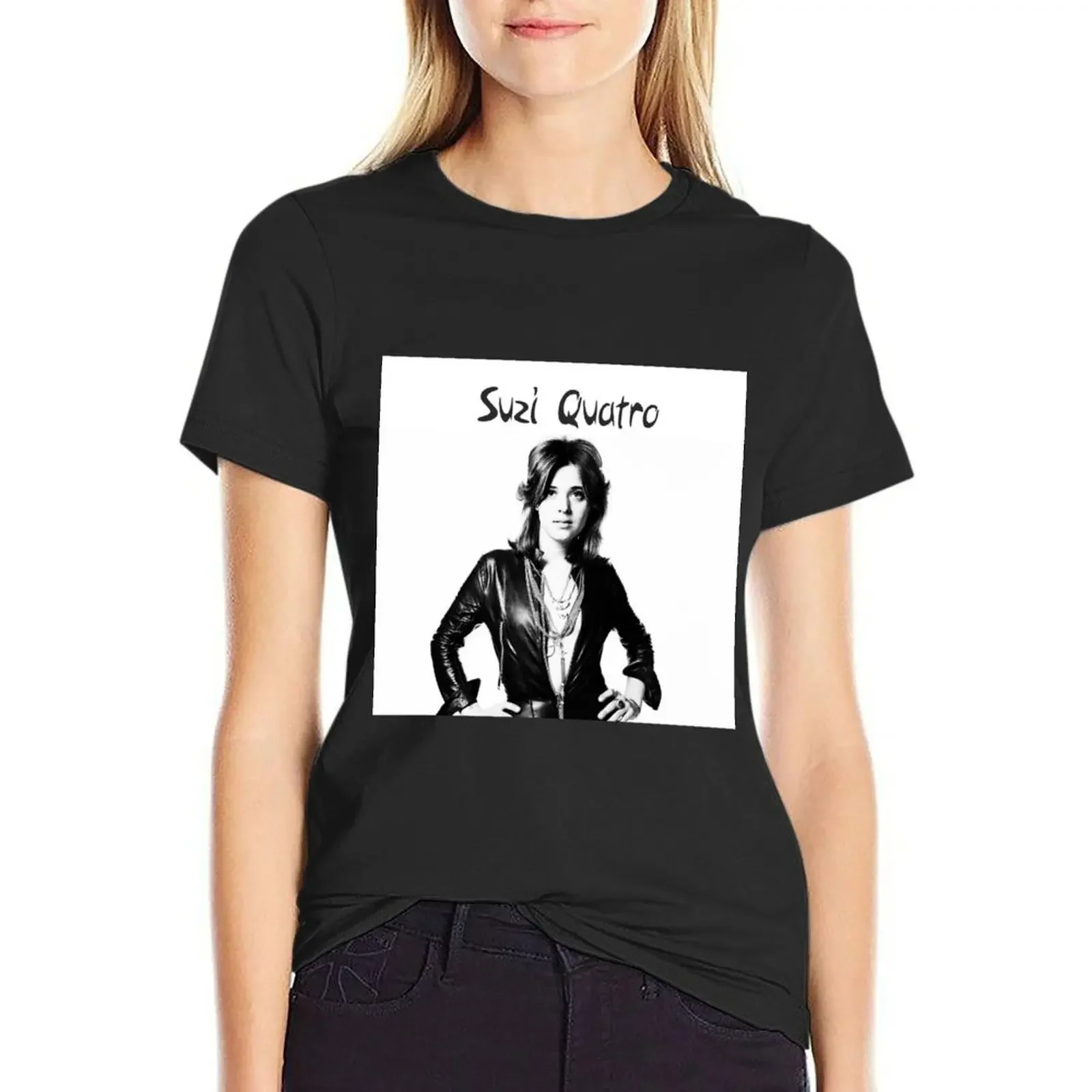 

suzi quatro T-Shirt anime clothes hippie clothes blacks Blouse rock and roll t shirts for Women