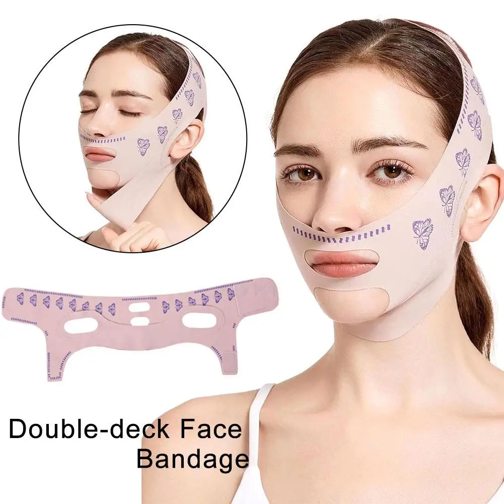 Bandage amincissant à double pont pour le visage, ceinture à motif papillon, outil de beauté pour le ruisseau, ligne de bande, joue, V Lift Facia, A0M5