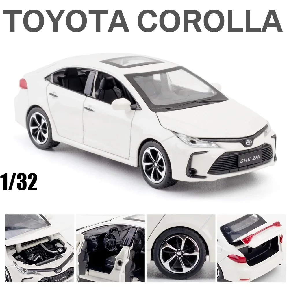 1/32 - 1/33 Corolla Hybrid Toy Car For Children Diecast Alloy Metal Miniature Model Pull Back Sound & Light Collection Gift Kid