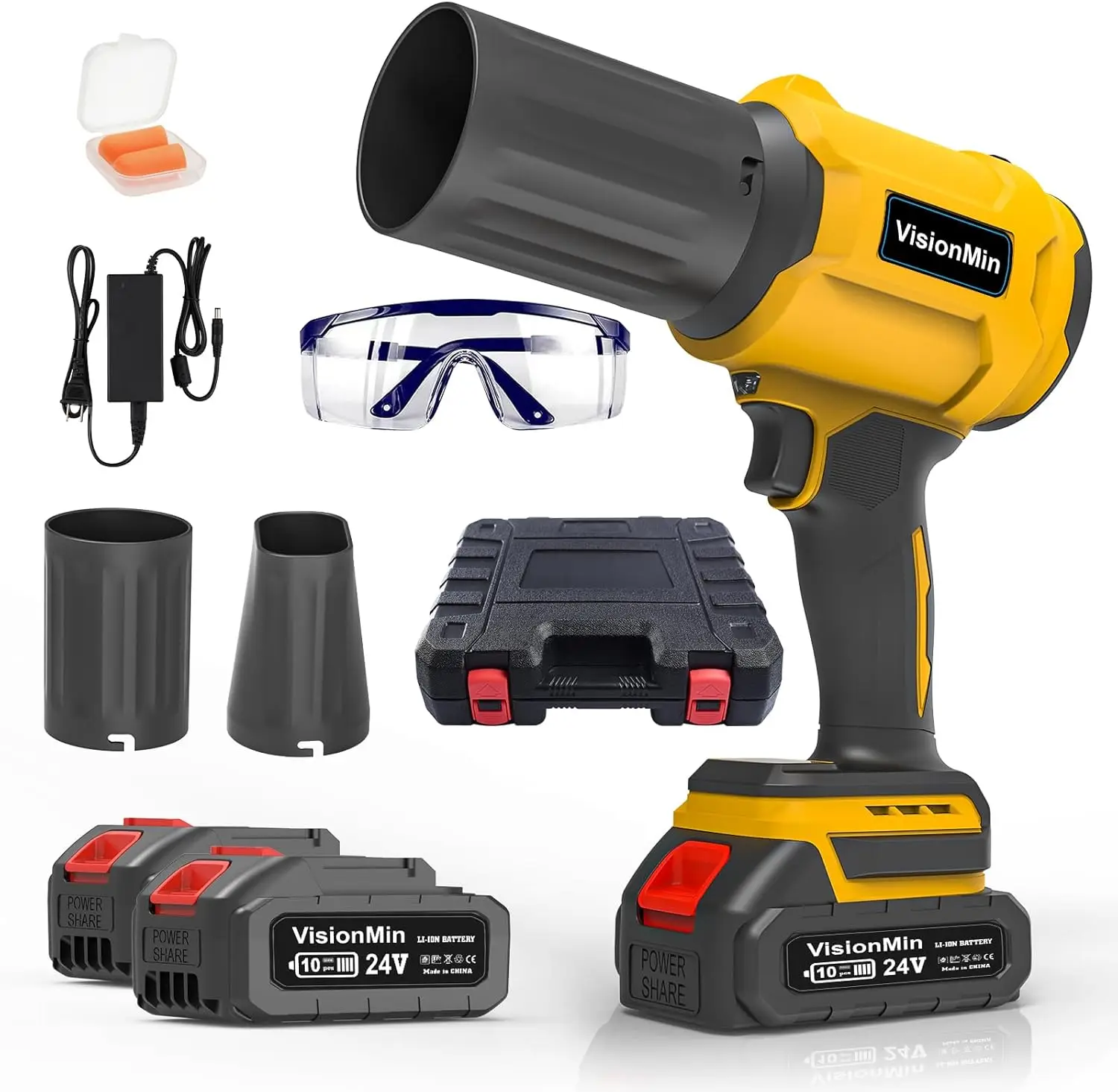 

Cordless Leaf Blower, 24V Electric Blower with 2×4.0Ah Batteries, Brushless Motor, Variable Speed, Lightweight 2.2 lbs for Yard, Car, Dust & Snow Cleaning