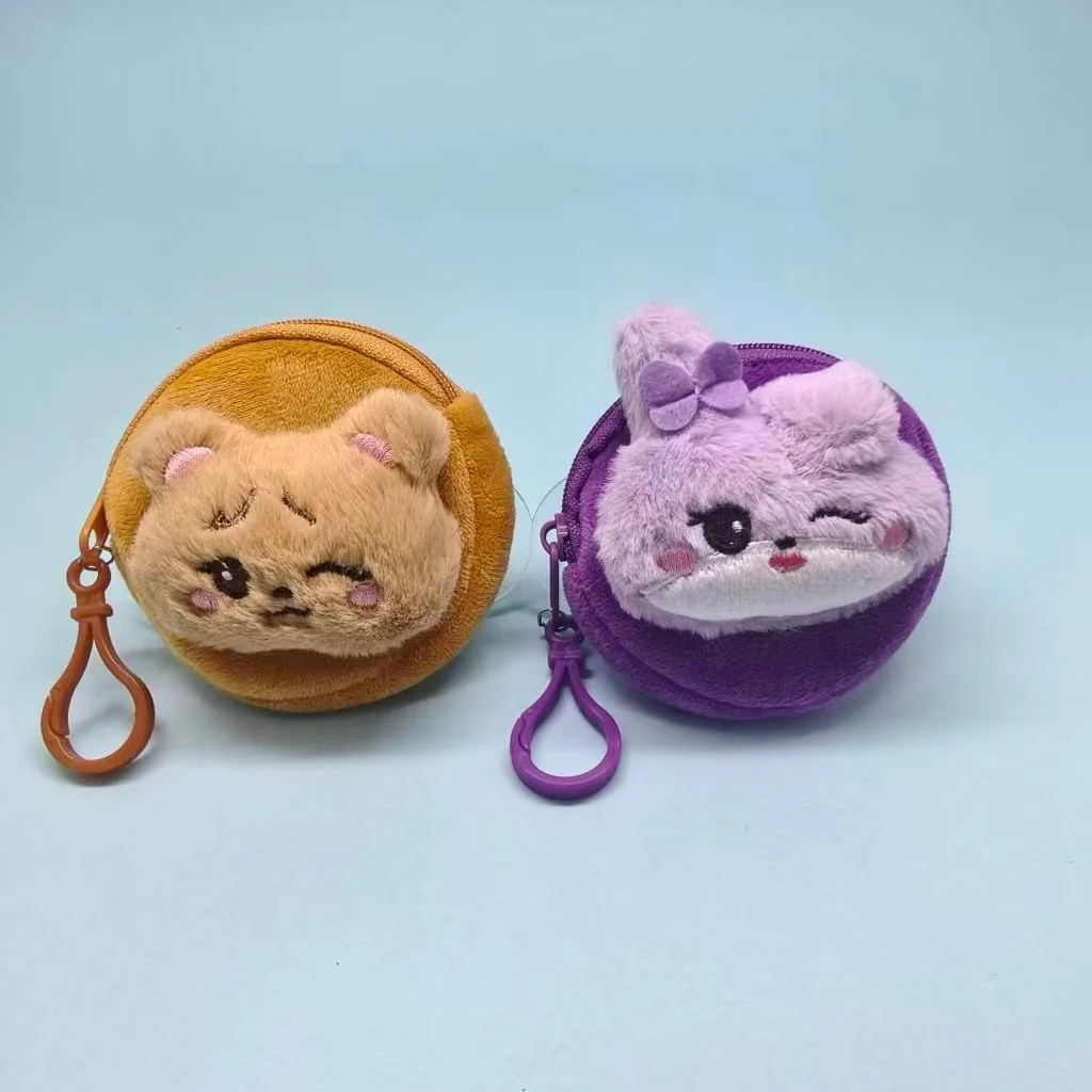 Kawaii Kpop Bowknot Duck Cat Rabbit Bear Plush Mini Zipper Wallet Keychain Animal Coin Purse Backpack Pendant Decor Fans Gift view 6
