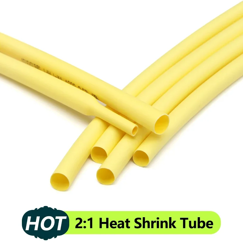 

1/5/8/20/40M Yellow 2:1 Heat Shrink Heatshrink Tube 1mm ~ 50mm Diameter Wire Repair DIY Cable Protecctor Tubing Sleeving Wrap