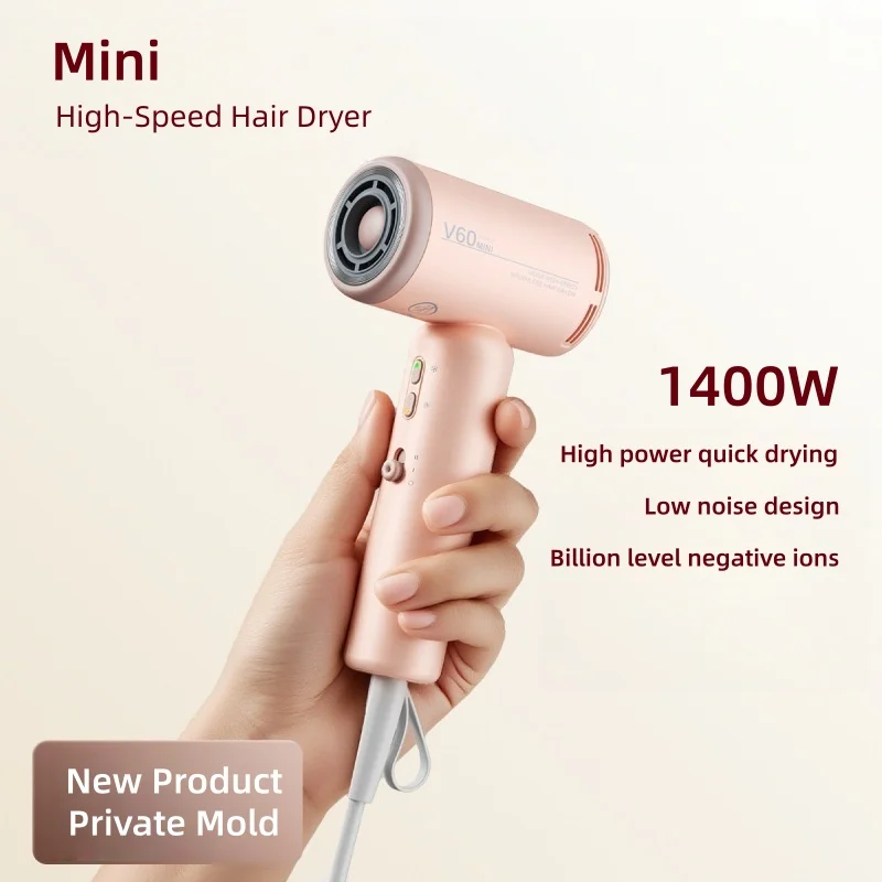 

Mini High-Speed Hair Dryer With High Wind Power, Negative Ion Hair Care, Silent Operation, 1400W New Generation Hair Dryer