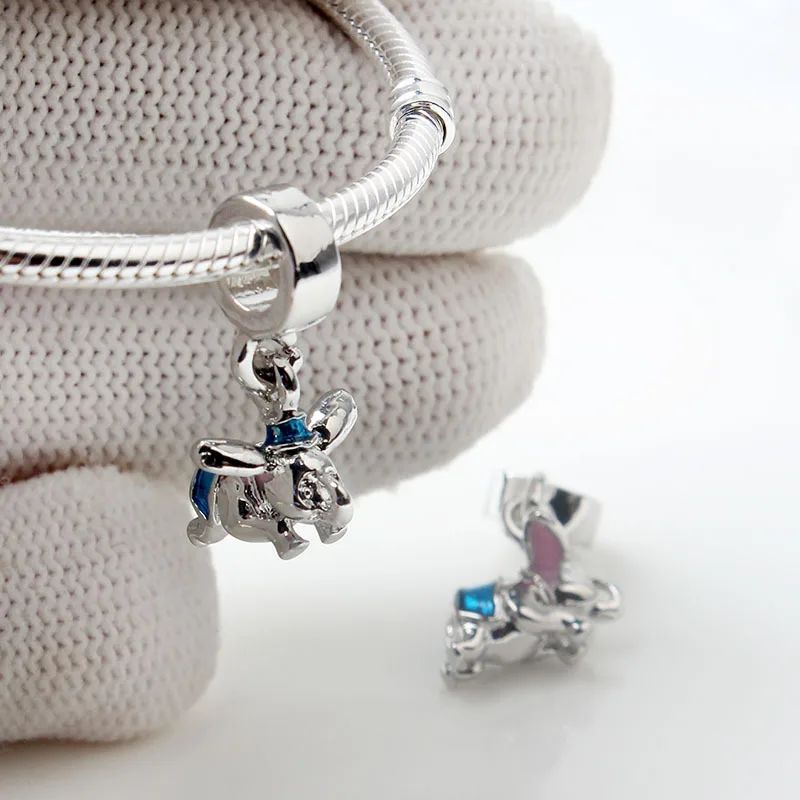 Disney Charms Bracelet Women Anime Hot Air Balloon Dumbo Dangle Girls DIY Cartoon Little Flying Elephant Beads for Bijoux Making