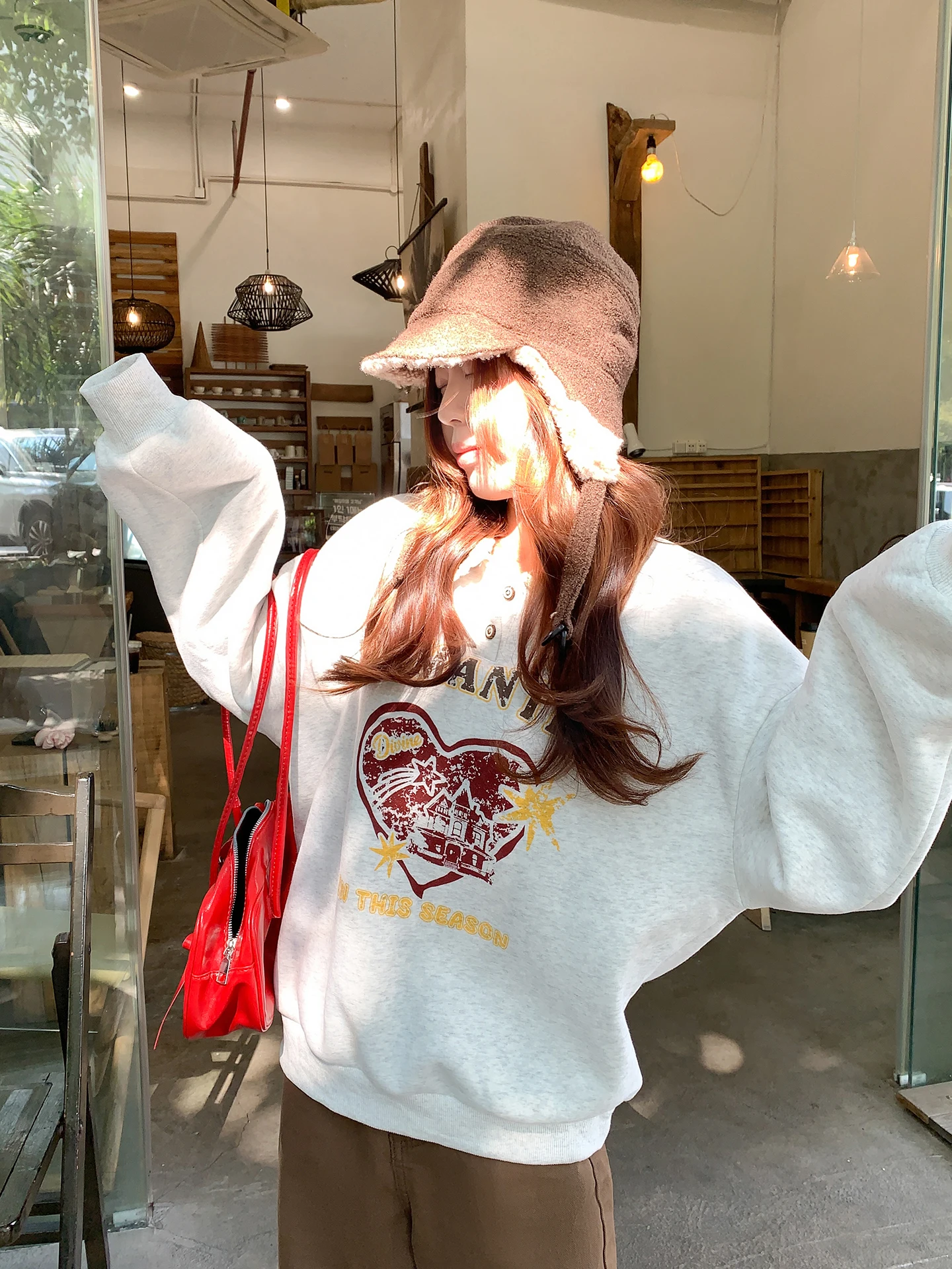 

Корейская толстовка оверсайз с капюшоном и подкладкой, женская, утепленная, осенне-зимняя, новинка, повседневный топ