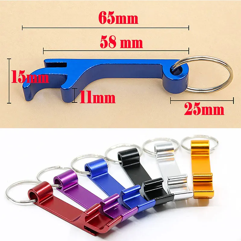 Colored Bottle Opener Keychain Metal Beer Beverage Can Opener Keychain Aluminum Practical Flat Bottle Opener