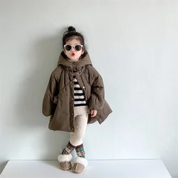 Girls Coat Jacket Winter Cotton Outwear Windbreak 2023 Casual Warm Plus Thicken Velvet Overcoat Children's Clothing