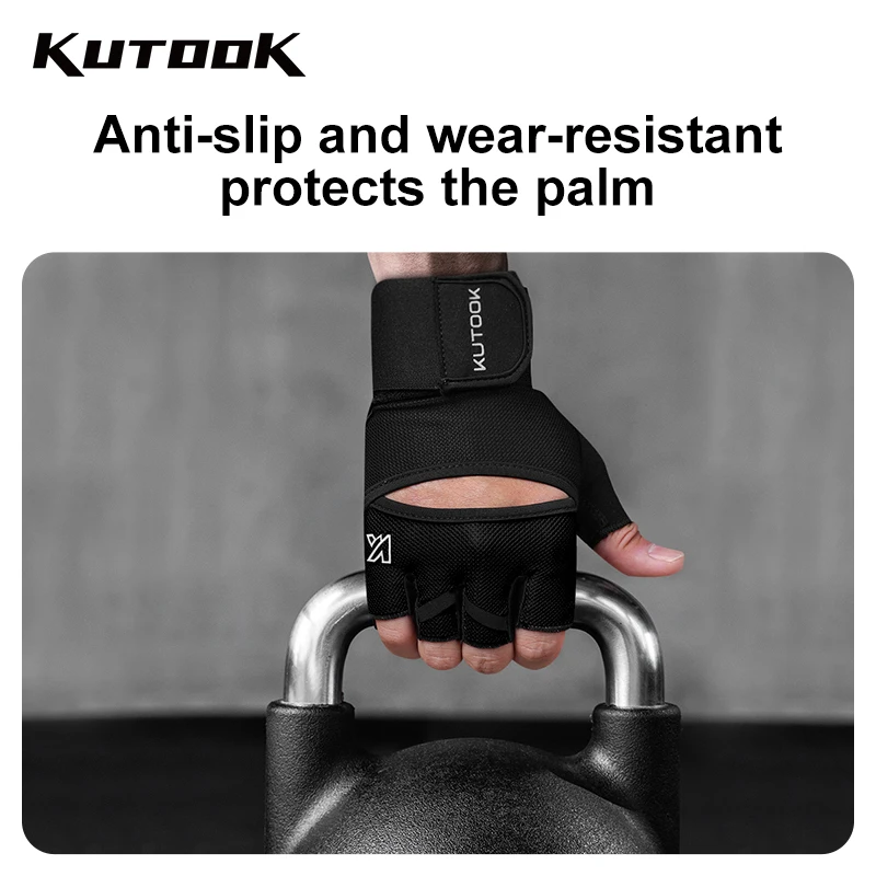 KUTOOK Workout Gloves for Men Women Padded Weight Lifting Gloves with Wrist Wraps Support Full Palm Protection Grip for Gym T