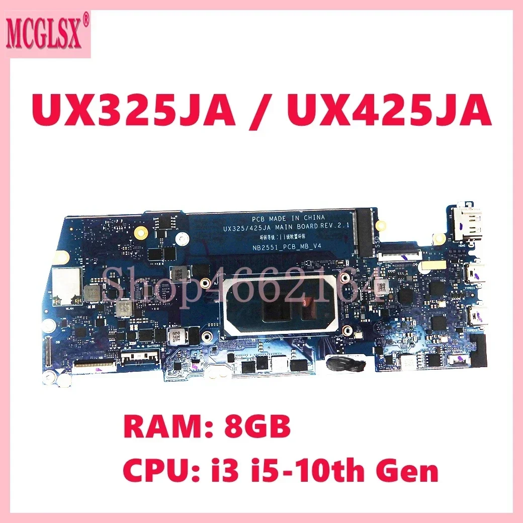 UX325/425JA i3 i5-10th Gen CPU 8GB Mainboard For ASUS UX425JA U4700JA BX425JA RX425JA UX325JA U3700JA BX325JA Laptop Motherboard