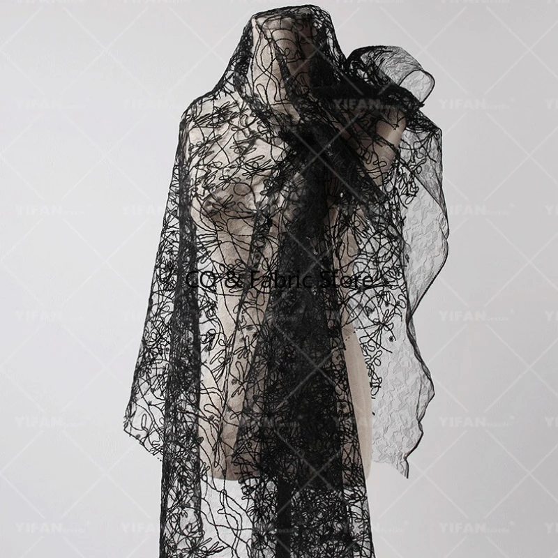Textured Yarn Embroidered Lace Fabric For Wedding Dresses Skirts Veils Designer Fabric