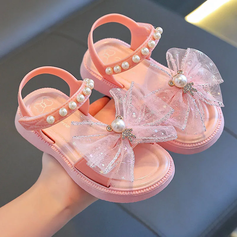 Girls sandals new fashion summer large child girls non-slip princess shoes little girl children soft soled beach shoes