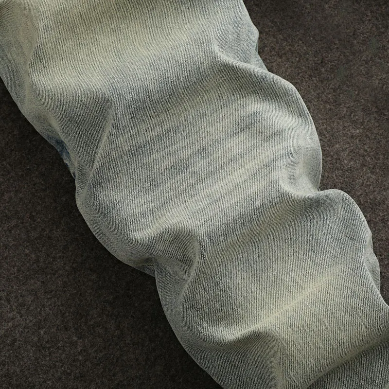 Street Trendy Fashion Men Jeans Retro Washed Stretch Slim Fit Ripped Jeans Men High Quality Vintage Designer Denim Pants Hombre