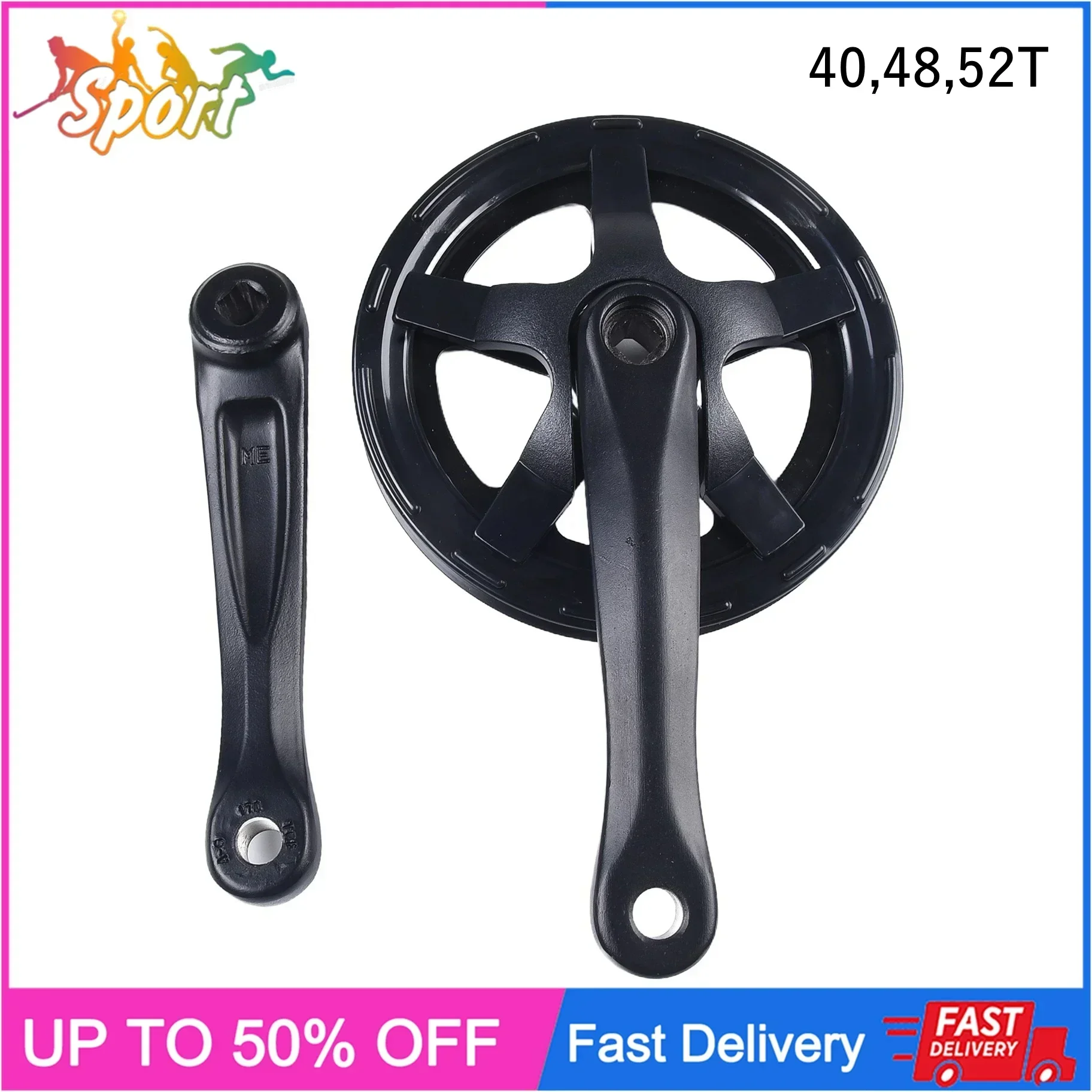 

Bicycle Single Chainring 40/48/52T CrankArm Set 170mm Crankset Square Hole Outdoor Sports Repairing Spare Supplies Gifts