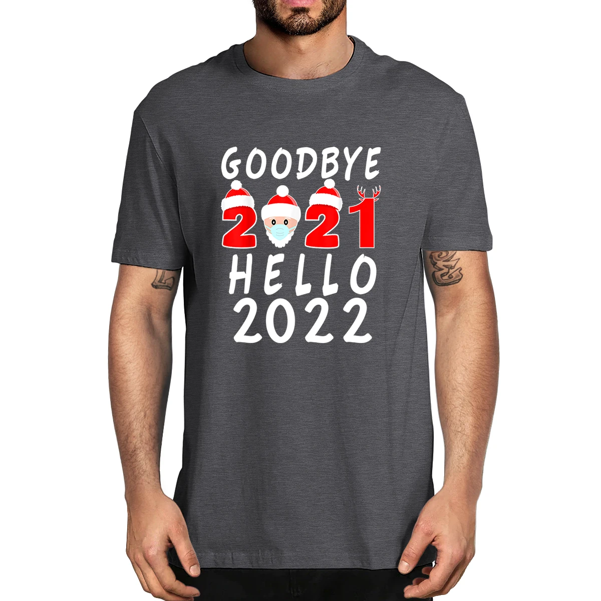 100% Cotton Goodbye 2021 Hello 2022 Happy New Years 2022 Pajamas For Family Summer Men's Novelty T-Shirt Women Casual Streetwear