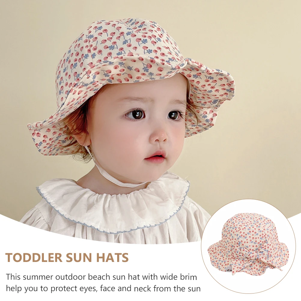 

Hat Kids Beach Hat Newborn Summer Pink Cotton Wide Brim Chin Strap Lightweight Toddler Outdoor Travel