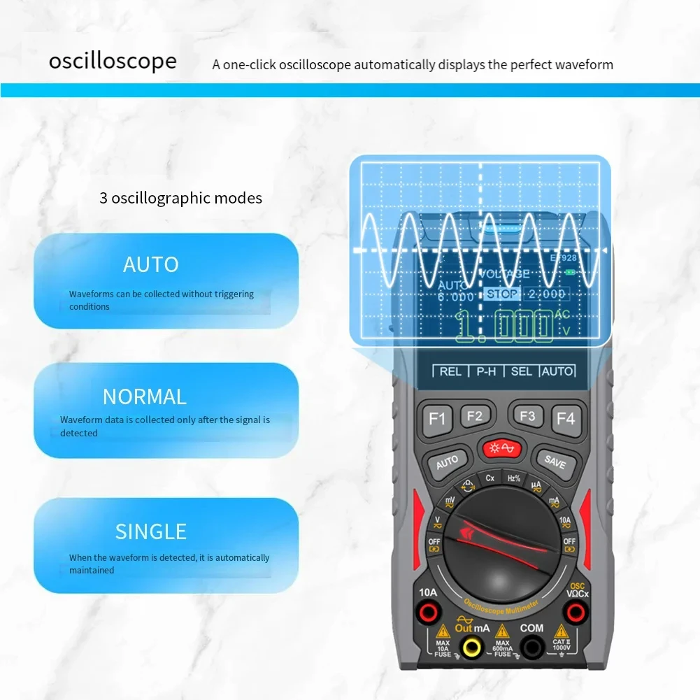 TOOLTOP ET928 Generatore di segnale multimetro oscilloscopio digitale portatile compatto 3 in 1 Larghezza di banda 12 MHz per riparazioni elettroniche