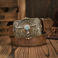 Vintage Western-style authentic PU belt alloy buckle, 3.8 cm wide, rugged denim design, stylish men and women, perfect jeans and