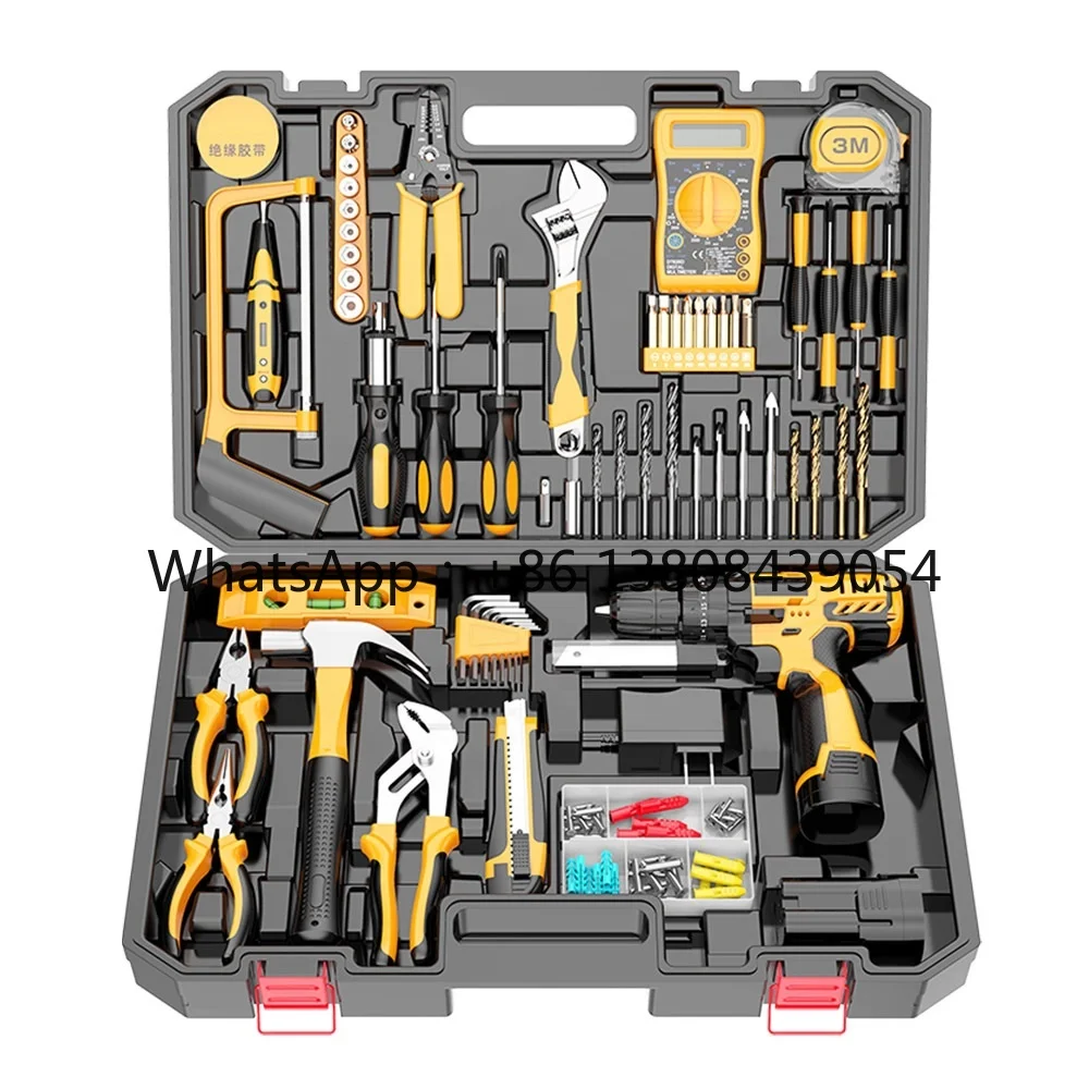 Electrical Power Combo Kit Cordless Drill Machine and Hand Wrench in Tool Box Hard Case Set Minimum Order 1 Set